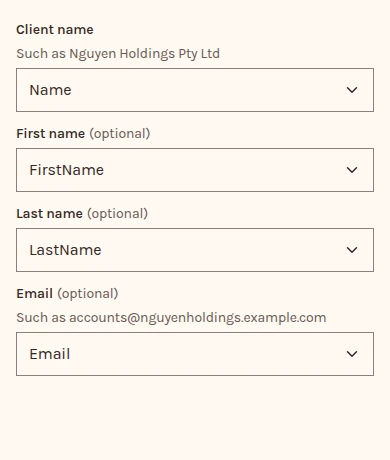 Import clients with a FYI file chosen: the columns it matched
