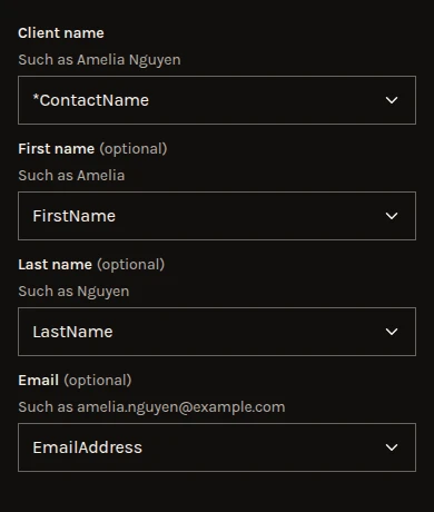 Import clients with a Xero file chosen: the columns it matched