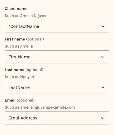 Import clients with a Xero file chosen: the columns it matched